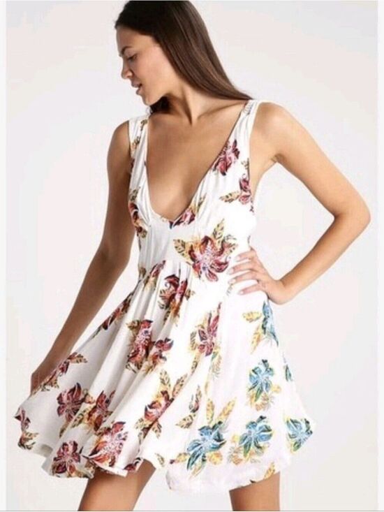 Free People Dresses & Skirts - Free People Thought I Was Dreaming Mini Dress XS White Multi-color Floral